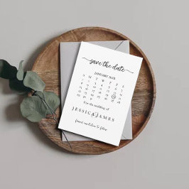 Minimale und schicke Schwarz-Weiß-Hochzeit Save The Date
