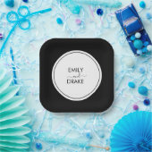 Minimale und schicke Schwarz-weiße Hochzeit Pappteller (Party)