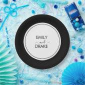 Minimale und schicke Schwarz-weiße Hochzeit Pappteller (Party)