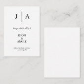 Minimale und schicke Schwarz-weiße Hochzeitseinlad Begleitkarte (Vorne/Hinten)