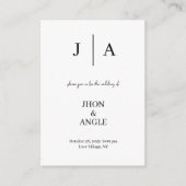 Minimale und schicke Schwarz-weiße Hochzeitseinlad Begleitkarte (Vorderseite)