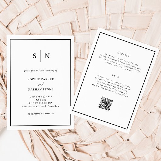 Minimale und schicke schwarze Grenze | All in One Einladung