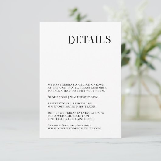 Minimale und schicke Schwarzweißkarte Begleitkarte (Stehend Vorderseite)