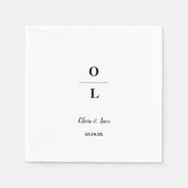 Minimale und schicke Weiß- und Schwarz-Hochzeit Serviette