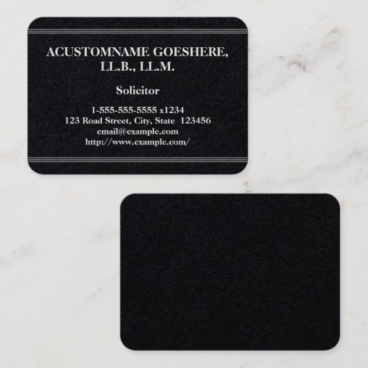 Minimale und unzureichende Anwaltskarte Visitenkarte (Vorne/Hinten)