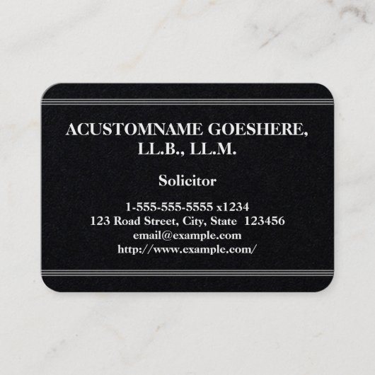 Minimale und unzureichende Anwaltskarte Visitenkarte (Vorderseite)