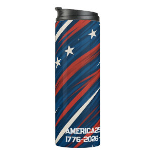 Minimale USA-Flaggen-Streifenmuster Damen- Thermosbecher