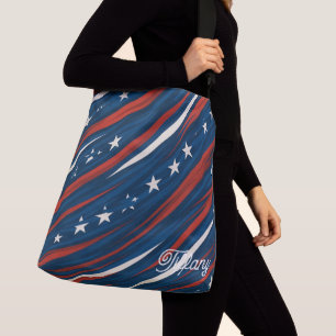Minimale USA-Flaggen-Streifenmuster   Damen- Tragetaschen Mit Langen Trägern