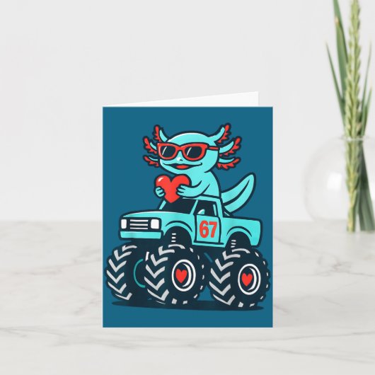 Minimale Valentinstag-Axolotl-67-Meme Karte (Vorderseite)