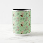 Minimale Vase, Federn und florale Boho-Kunst- Tasse (Zentrum)
