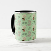 Minimale Vase, Federn und florale Boho-Kunst- Tasse (Vorderseite Links)