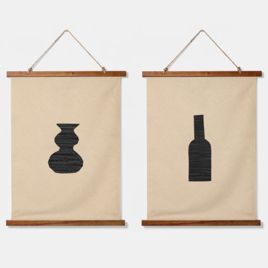 Minimale Vasen Wandteppich Mit Holzrahmen (Doppelt)