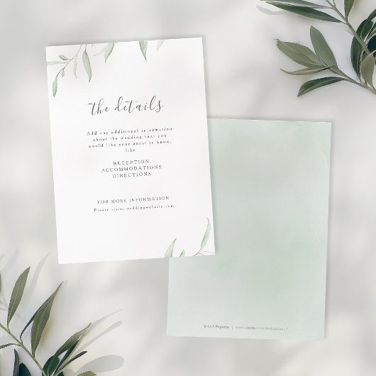 Minimale Vegetation einfache botanische Hochzeit Begleitkarte