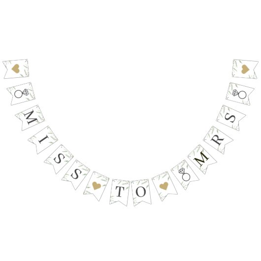 Minimale Vegetation Miss an Frau rustikales Brautp Wimpelkette (Alle)