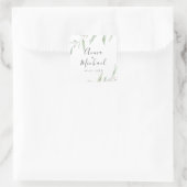 Minimale Vegetation rustikale Gastgeschenk Hochzei Quadratischer Aufkleber (Tasche)