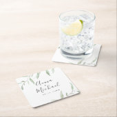 Minimale Vegetation rustikale Hochzeit Rechteckiger Pappuntersetzer (Vor Ort)