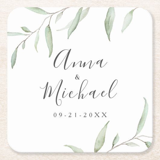 Minimale Vegetation rustikale Hochzeit Rechteckiger Pappuntersetzer (Vorderseite)