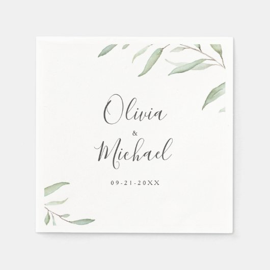 Minimale Vegetation rustikale Hochzeit Serviette (Vorderseite)