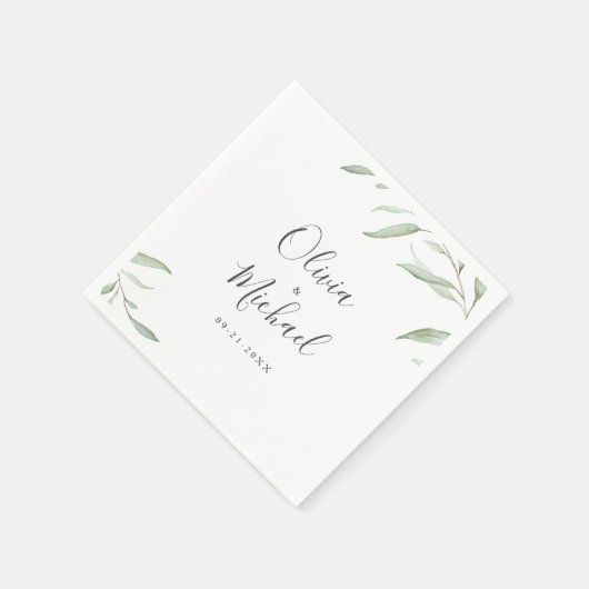 Minimale Vegetation rustikale Hochzeit Serviette (Ecke)
