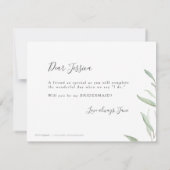 Minimale Vegetation werden Sie meine Brautjungfrau Einladung (Rückseite)