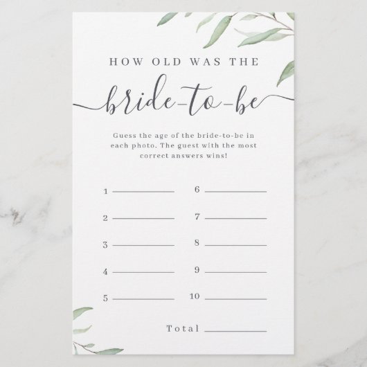 Minimale Vegetation wie alt das Brautspiel war (Vorderseite)