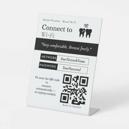 Minimale Verbindung mit Wi‑Fi QR-Code-Schild | Wi‑ Sockelschild (Vorderseite)