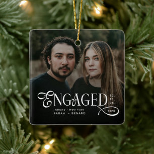 Minimale verlobte Paare 2 Fotos Stylish Weihnachte Keramikornament