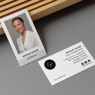 Minimale vertikale Foto Logo Social SILVER GRAY Visitenkarte