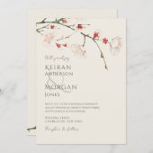 Minimale Vintage Cherry Blossom Hochzeit Einladung (Vorne/Hinten)