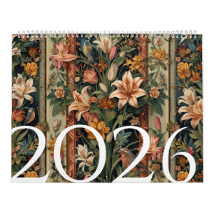 Minimale Vintage-Lilie Vogel Elegant Antik Kalender