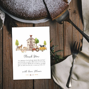 Minimale Vintage-Little-Farmer-Traktor-Baby-Party Dankeskarte