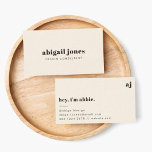 Minimale Vintage Retro Bio Naturcreme Visitenkarte<br><div class="desc">Ein einfaches,  stilvolles Design mit Retro-Typografie auf cremefarbenem Hintergrund. Der Text inklusive Monogramm und Spitzname kann leicht personalisiert sein,  um ein Design so einzigartig wie Sie sind zu machen! Das perfekte trendige,  maßgeschneiderte Design für den persönlichen oder geschäftlichen Gebrauch!</div>