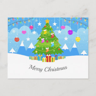 Minimale vintage-weihnachtsgeschenke kiefernbaum-d postkarte