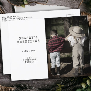 Minimale vintage Weihnachtskarte mit einem Foto Feiertagspostkarte
