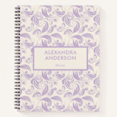 Minimale Violet Botanische Blätter Wirbel Muster Notizblock (Vorderseite)