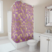 Minimale violette Gold-Ginkgoblatt-Muster Duschvorhang (Beispiel)