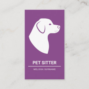 Minimale violette und weiße Hund-Silhouette - Haus Visitenkarte