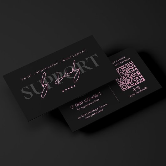 Minimale virtuelle Assistentin Pink Schwarz Execut Visitenkarte