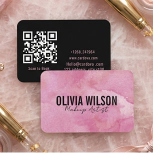 Minimale Visitenkarte für Make-up-Artisten mit QR- Telefonnummerkarte