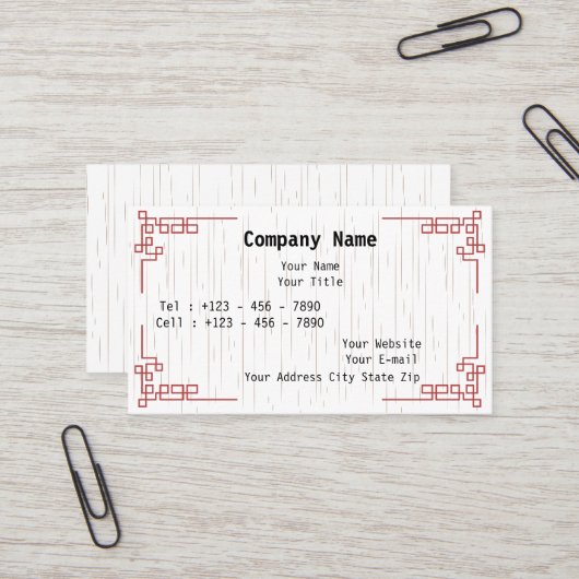 Minimale Visitenkarte mit ostasiatischen Motiven (Vorderseite/Rückseite Beispiel)