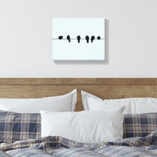 Minimale Vögel auf einer Drahtseilwand Leinwanddruck (Insitu (Schlafzimmer))