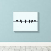 Minimale Vögel auf einer Drahtseilwand Leinwanddruck (Insitu (Holzboden))