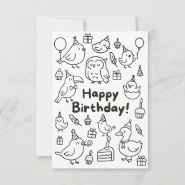 Minimale Vogel-Doodle-Geburtstagskarte Dankeskarte