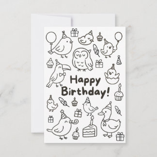 Minimale Vogel-Doodle-Geburtstagskarte Dankeskarte