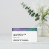 Minimale w/Aquamarine und Lila Rustikale Grunge Te Visitenkarte (Stehend Vorderseite)