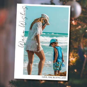 Minimale warme Wünsche Zwei-Strand-Familienfoto Feiertagskarte