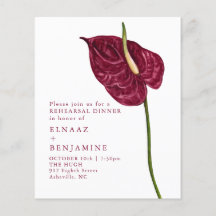 Minimale Wasserfarbe Anthurium Hochzeitsprogramm