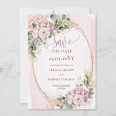 Minimale Wasserfarbe Blush Rosa Blumen Save The Da Date (Vorderseite)