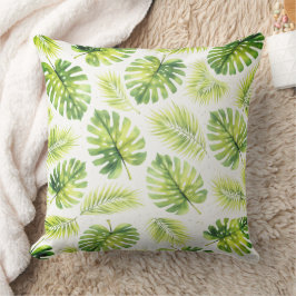 Minimale Wasserfarbe Monstera und Palmwedel Kissen