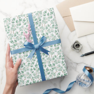 Minimale Wasserfarben-Muster mit Salbeigrünen Blät Geschenkpapier